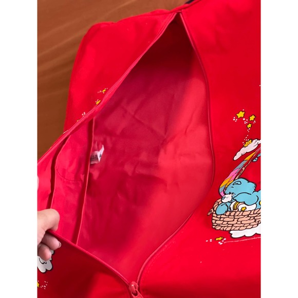 1983 Vintage CARE BEARS GARMENT BAG Blue Vinyl Rainbow Handles - Picture 4 of 4